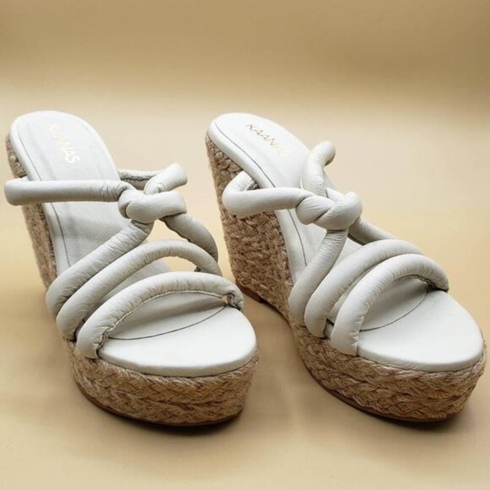 Kaanas x REVOLVE Daniela Wedge Sandals in Ivory Size 8 Summer Dress Shoes